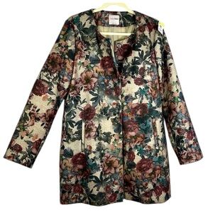 Fiorella Rubino floral print snap front coat with pockets Sz 8